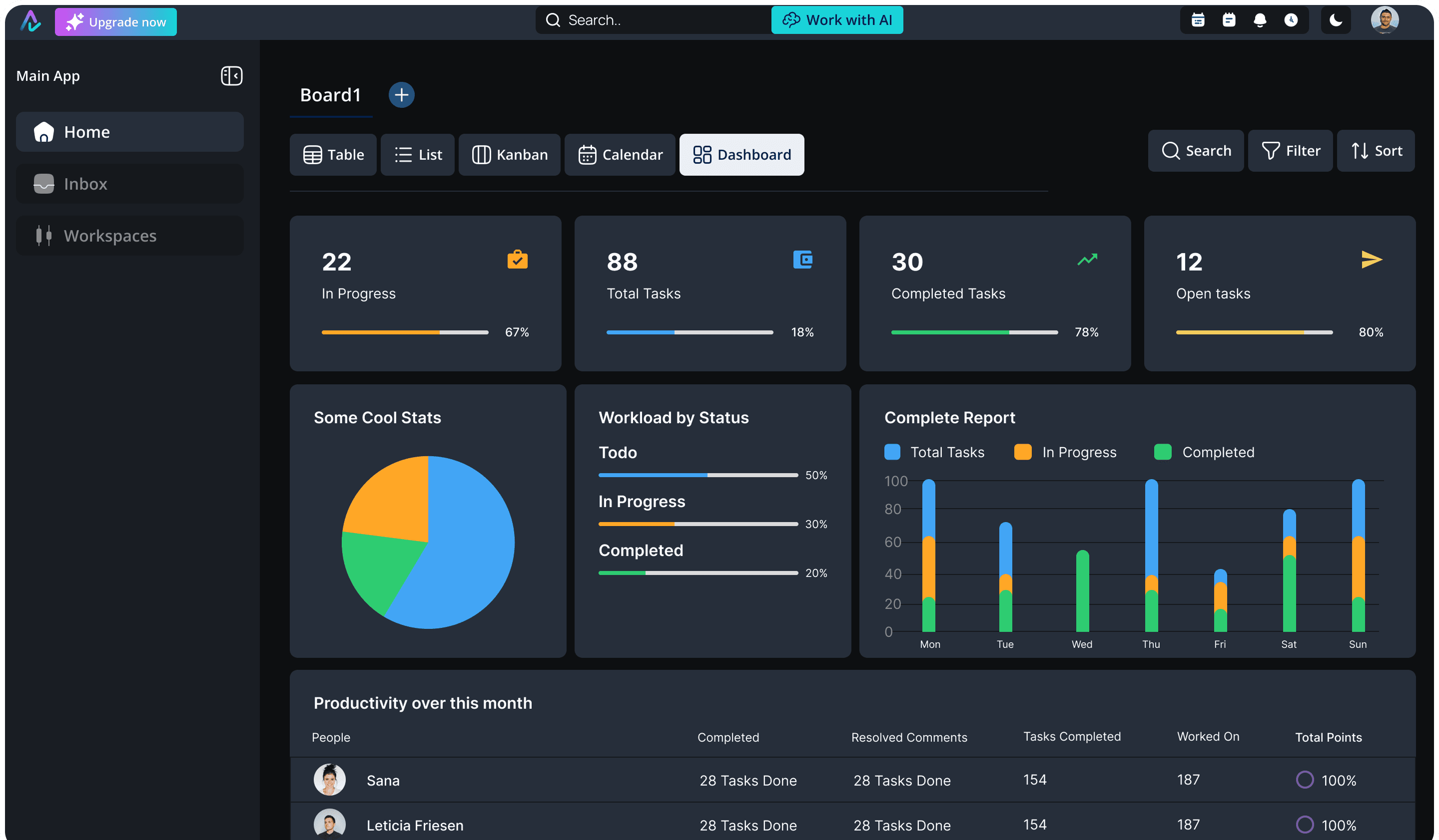 Spaces & Boards Interface